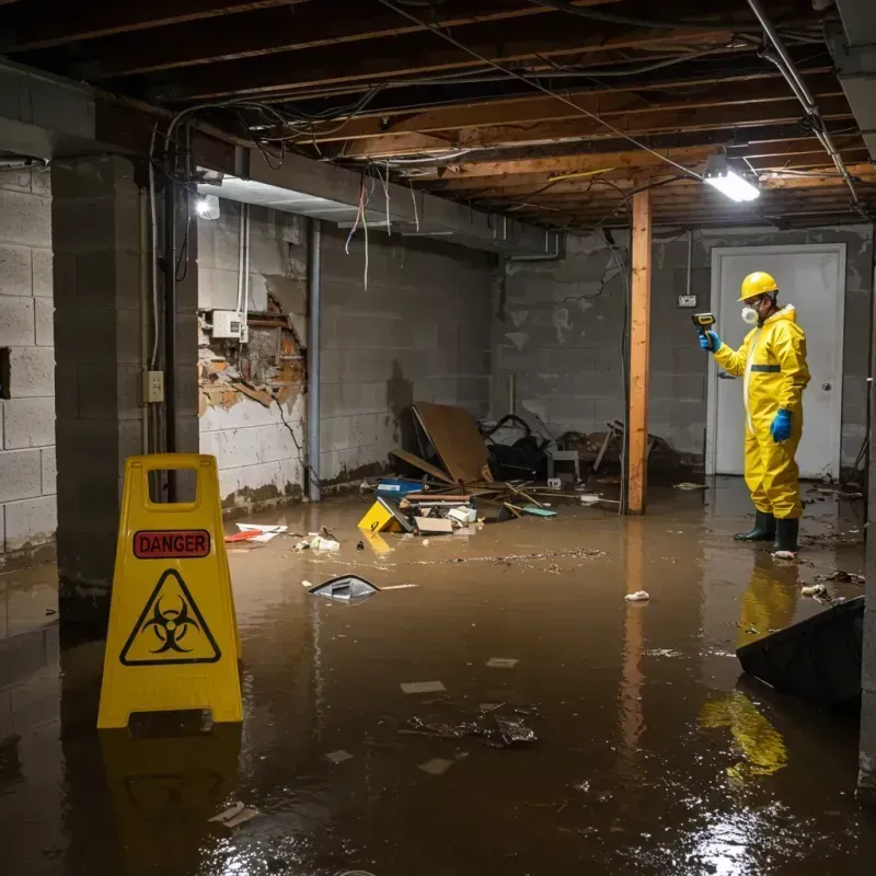 Flooded Basement Electrical Hazard in Baldwyn, MS Property